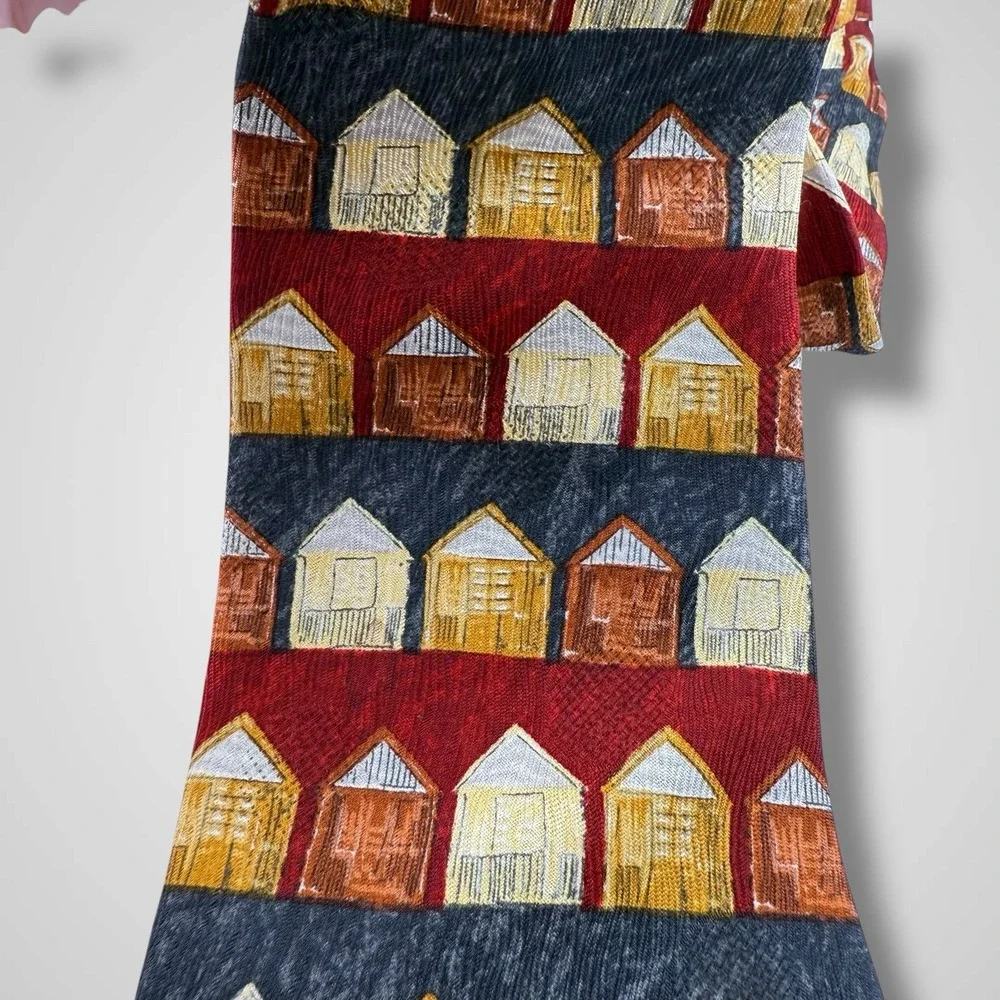 ERMENEGILDO ZEGNA Mens Silk Necktie ITALY Luxury Houses‎ Village Burgundy Multi